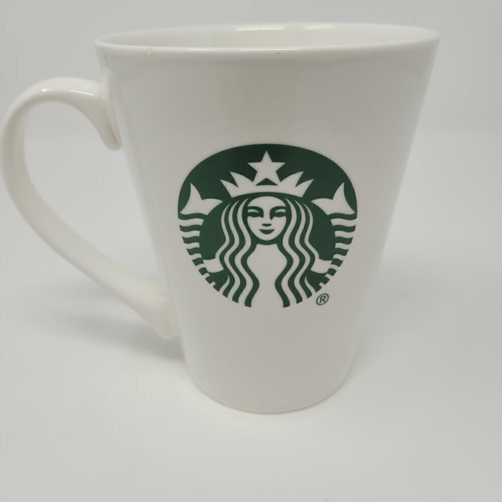Starbucks 2016 White Coffee Mug with Iconic Green Mermaid Siren Logo